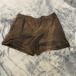 VTG Cheetah Men Louge Shorts Washed Tie-Dye Brown Pattern XL Made in USA Retro